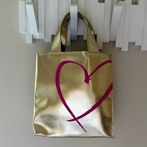 Victoria's Secret Hot Model Small Gold Tote Bag Purse Heart Logo